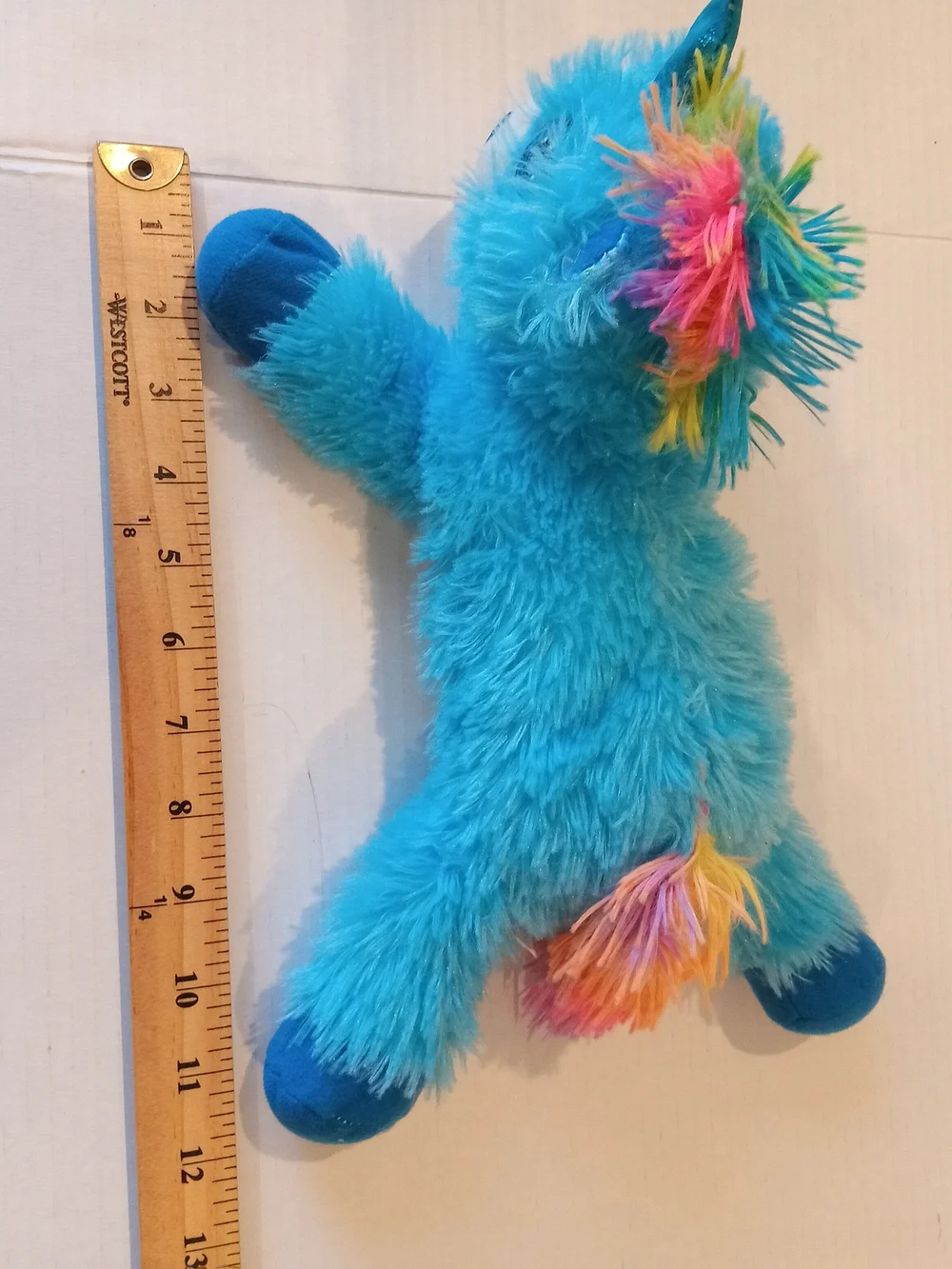 GOFFA Blue Rainbow Mane Plush Unicorn Stuffed Toy